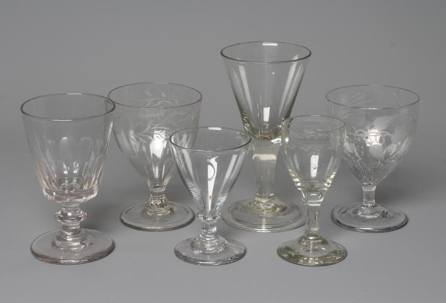 TWO SIMILAR GEORGIAN GLASS GOBLETS Image