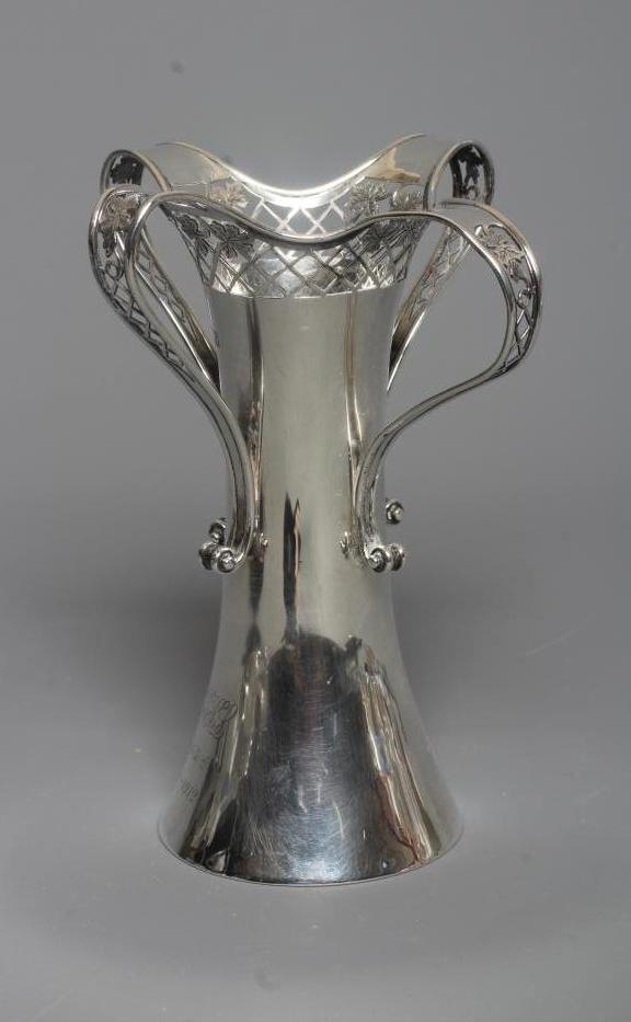 A GEORGE V ART NOUVEAU SILVER VASE by Ackroyd Rhodes Image