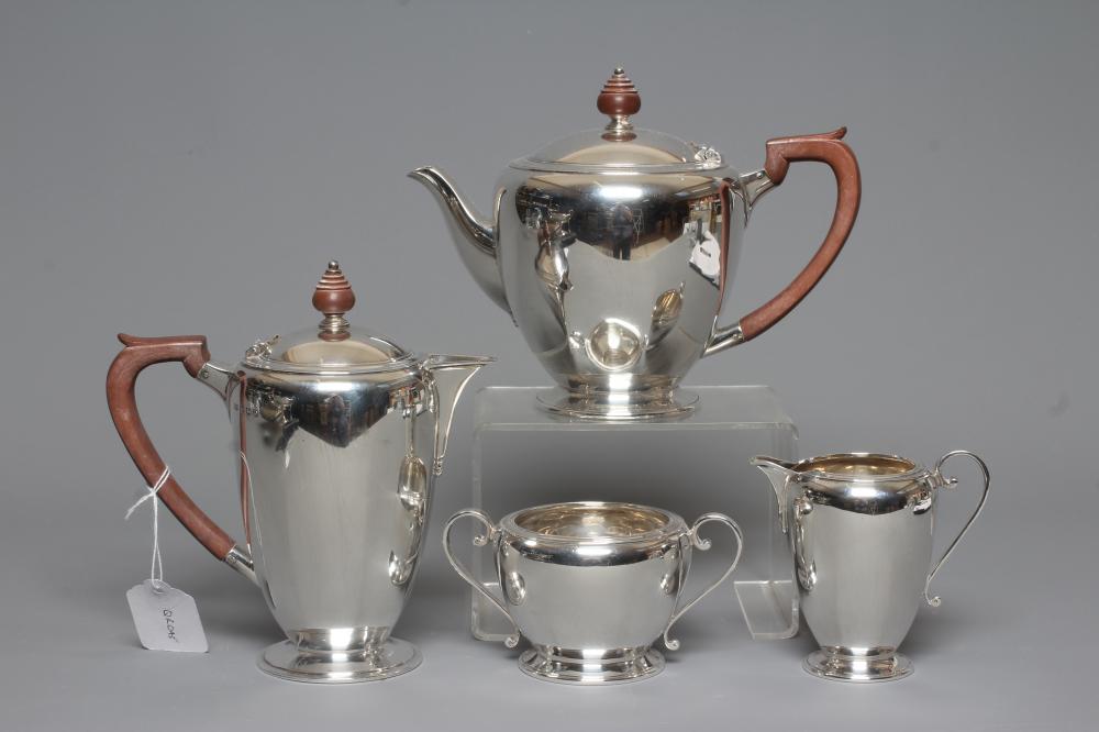 A GEORGE VI SILVER FOUR PIECE TEA SERVICE by Roberts & Belk Image