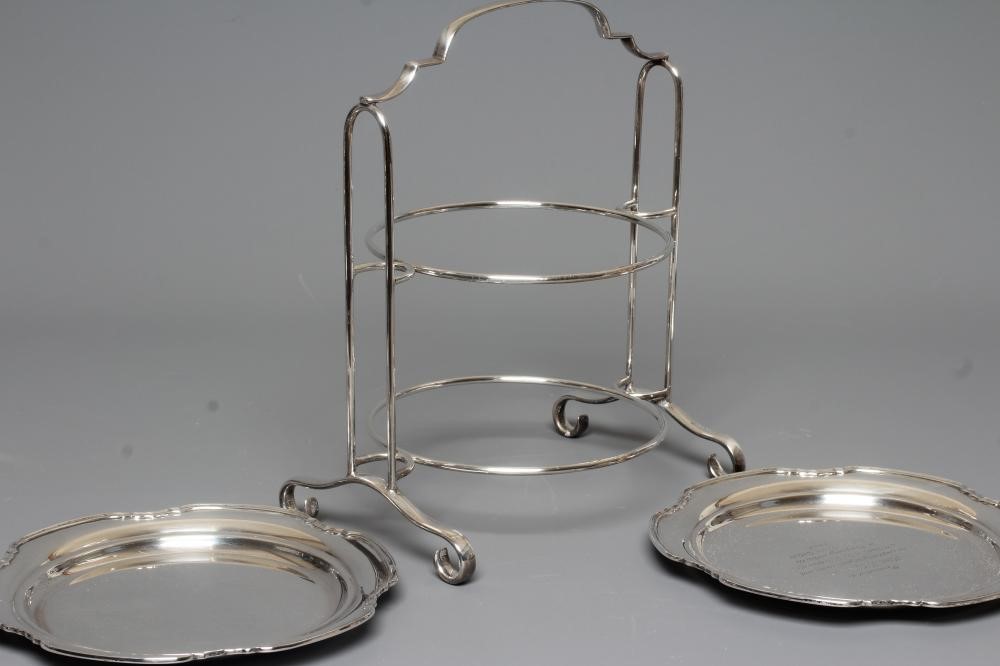 AN ELIZABETH II SILVER CAKE STAND by Ollivant & Botsford Ltd. Image