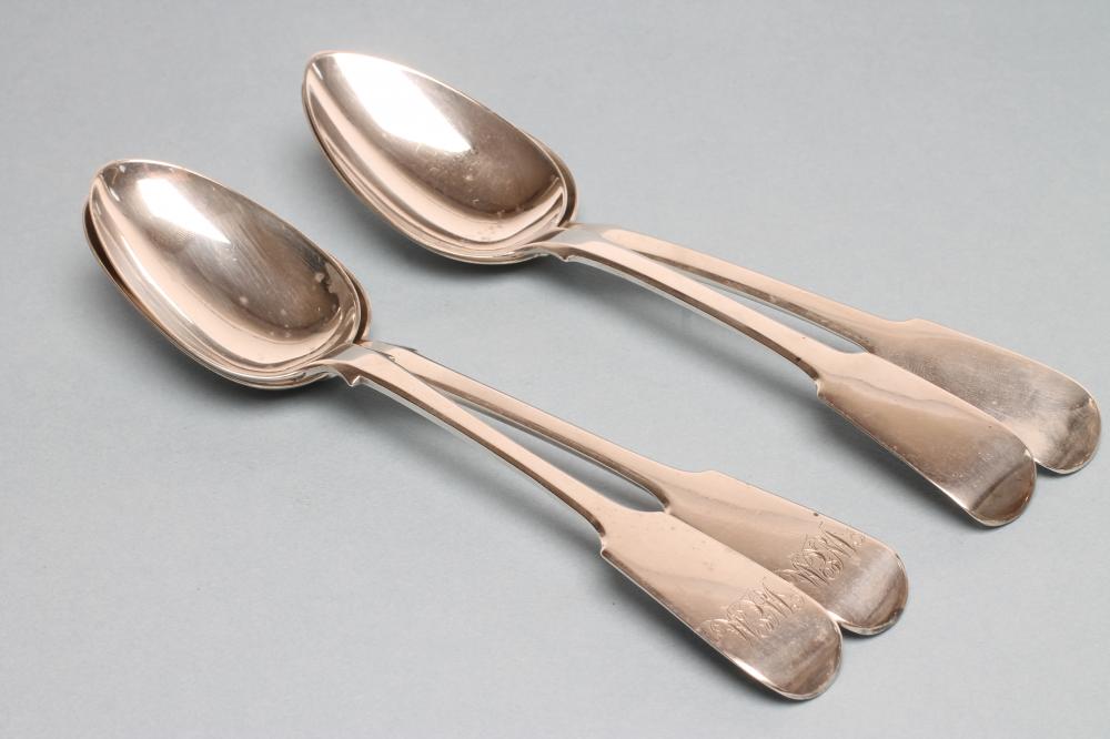 *A PAIR OF GEORGE IV SILVER TABLESPOONS Image