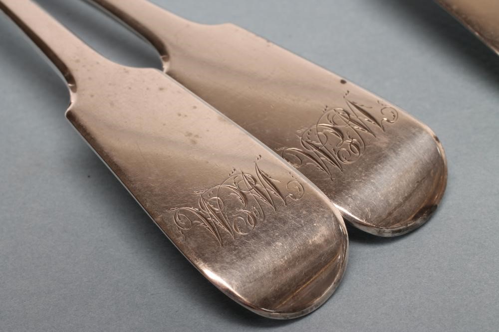 *A PAIR OF GEORGE IV SILVER TABLESPOONS Image