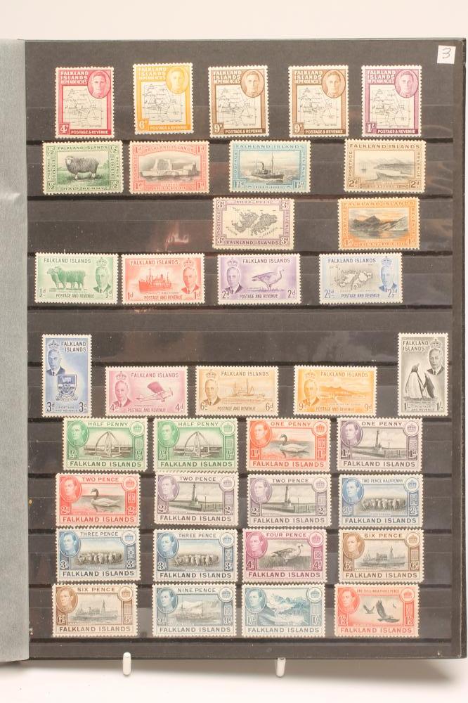 A STOCK BOOK OF FINE EARLY FALKLAND ISLANDS AND DEPENDENCIES COLLECTIONS ETC (Est. plus 21% premium Image