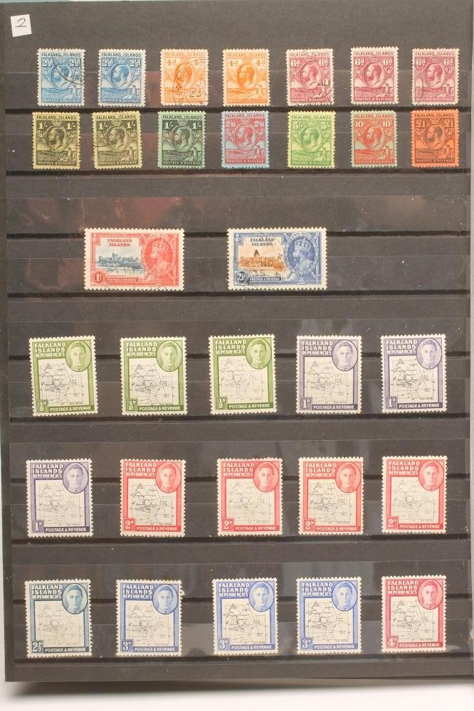 A STOCK BOOK OF FINE EARLY FALKLAND ISLANDS AND DEPENDENCIES COLLECTIONS ETC (Est. plus 21% premium Image