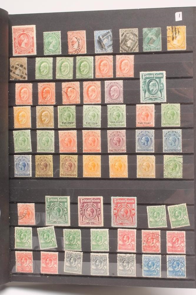 A STOCK BOOK OF FINE EARLY FALKLAND ISLANDS AND DEPENDENCIES COLLECTIONS ETC (Est. plus 21% premium Image