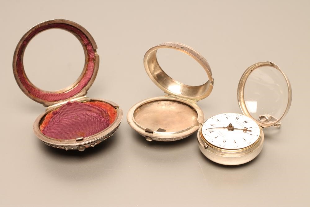 A GEORGE III OTTOMAN MARKET TORTOISESHELL AND SILVER TRIPLE CASED POCKET WATCH Image