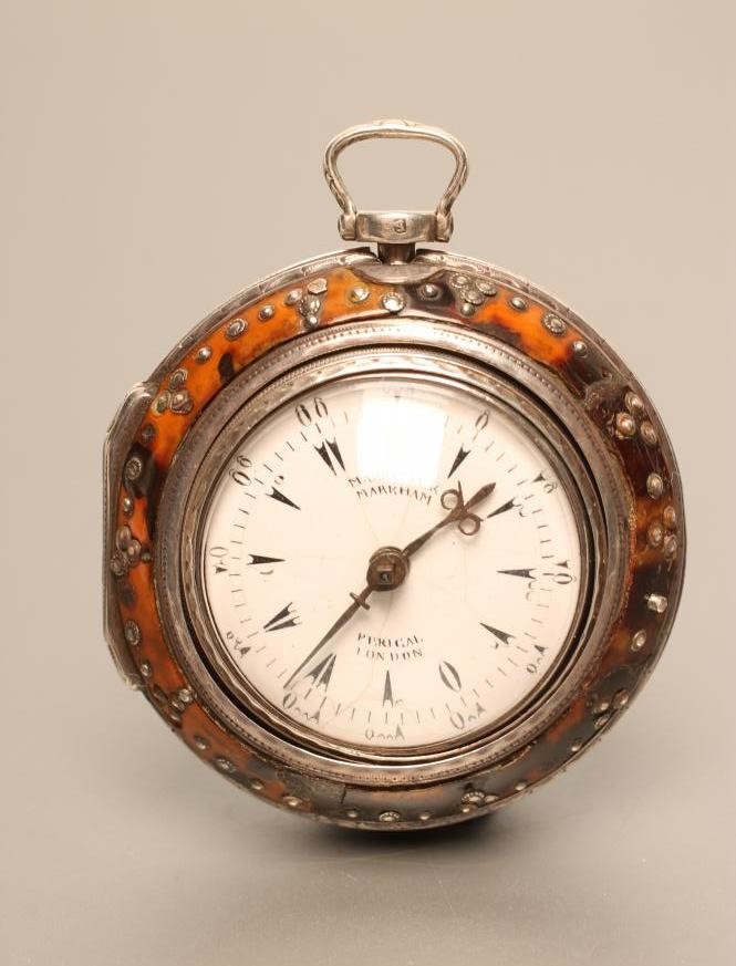 A GEORGE III OTTOMAN MARKET TORTOISESHELL AND SILVER TRIPLE CASED POCKET WATCH Image