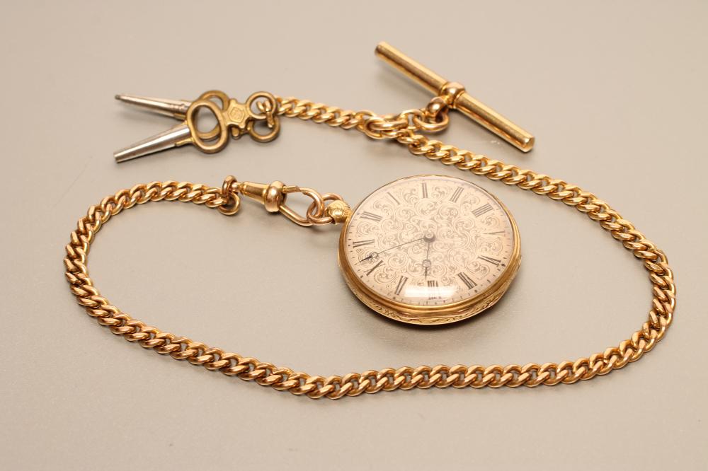 A LADY'S EDWARDIAN 18CT GOLD FOB WATCH Image