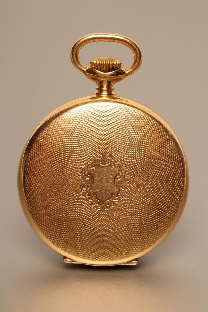 AN HEBDOMAS TOP WIND EIGHT DAY GOLD PLATED POCKET WATCH Image
