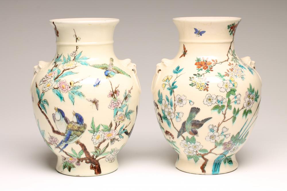 A PAIR OF THEODORE DECK EARTHENWARE VASES Image