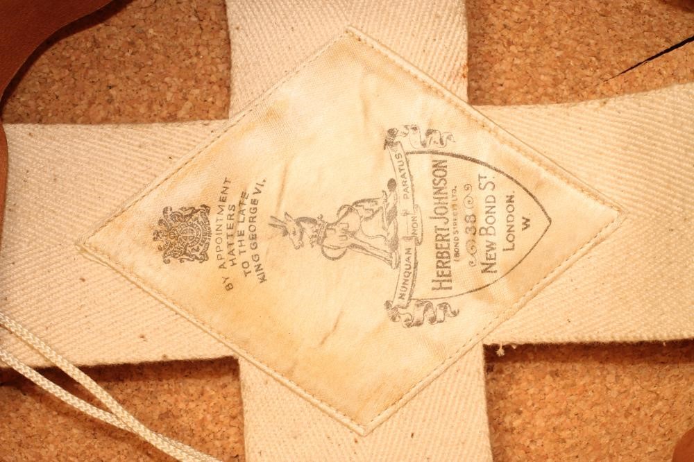 A HERBERT JOHNSON VINTAGE MOTORCYCLE HELMET (1936-1952) Image