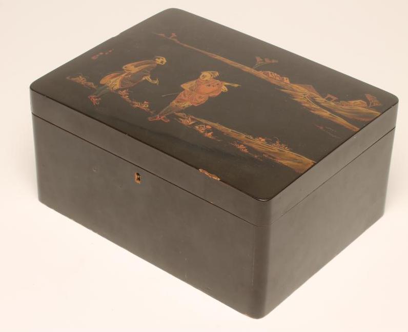 A JAPANESE BLACK LACQUERED BOX Image