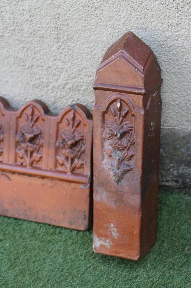 A LARGE COLLECTION OF VICTORIAN SALTGLAZE STONEWARE GARDEN EDGING TILES Image