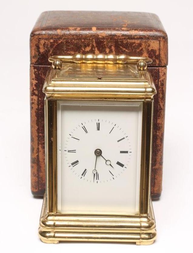 A GILDED BRASS CASED CARRIAGE CLOCK Image
