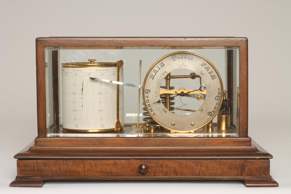 A MAHOGANY CASED BAROGRAPH retailed by Manoah Rhodes & Sons Image
