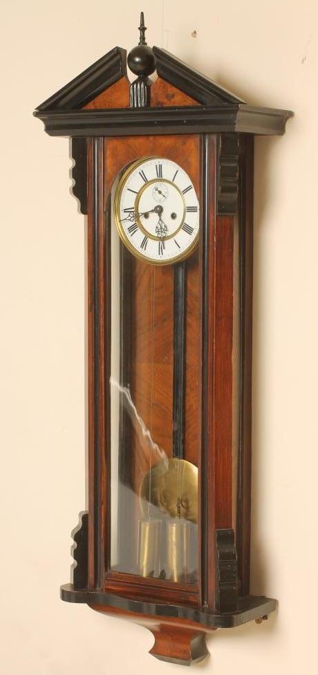 A VIENNA TYPE WALNUT WALL TIME PIECE Image