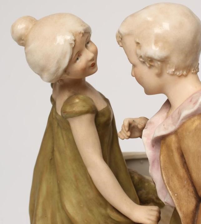 AN ART NOUVEAU ROYAL DUX BISQUE PORCELAIN FIGURAL VASE Image