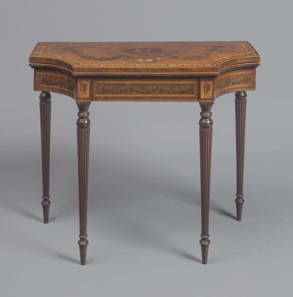 A GEORGIAN DESIGN PAINTED MAHOGANY FOLDING CARD TABLE Image