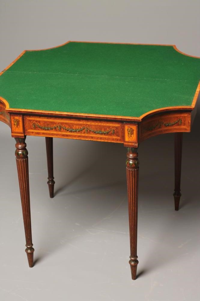 A GEORGIAN DESIGN PAINTED MAHOGANY FOLDING CARD TABLE Image