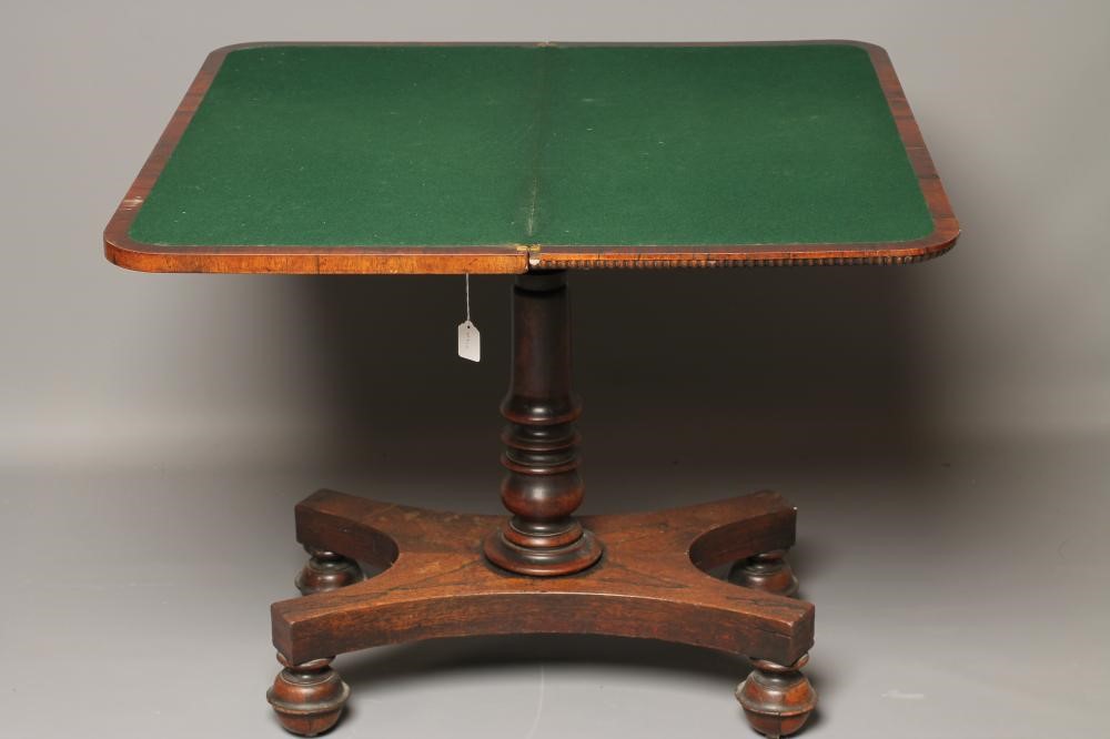 A WILLIAM IV ROSEWOOD FOLDING CARD TABLE of rounded oblong form Image