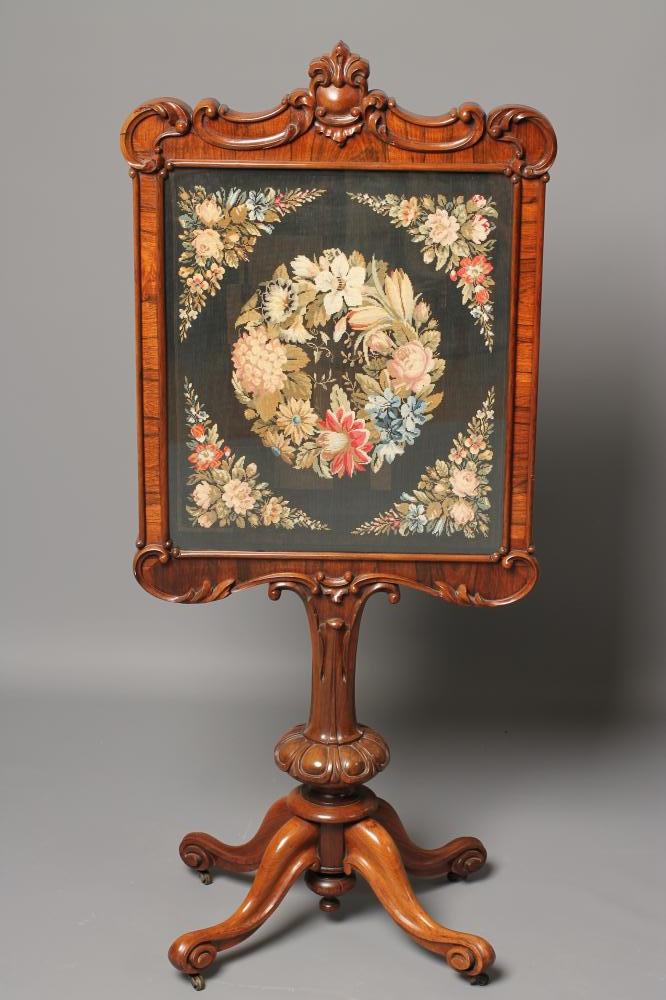 A VICTORIAN ROSEWOOD FIRE SCREEN Image
