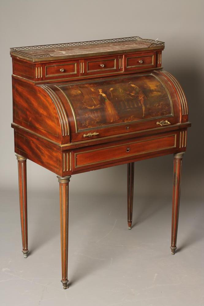 A LOUIS XVI STYLE MAHOGANY BUREAU A CYLINDRE Image