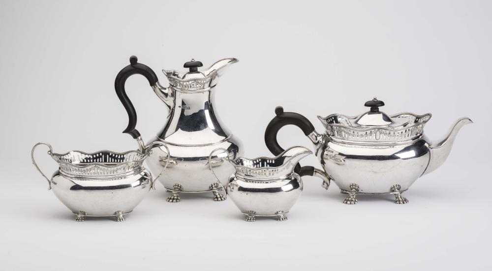 *A FOUR PIECE SILVER TEA AND COFFEE SERVICE Image