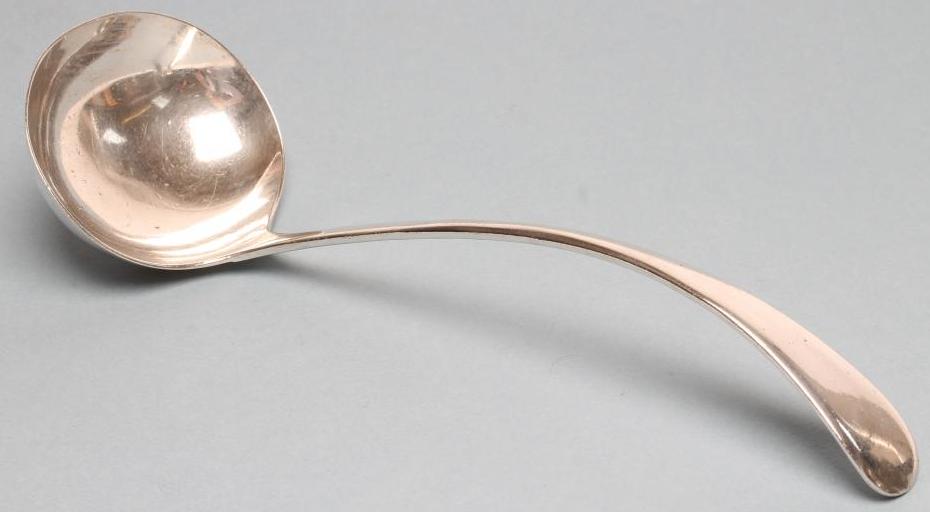 A SILVER SOUP LADLE Image