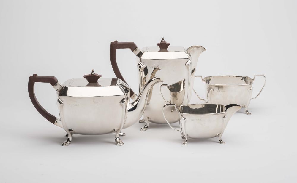 AN ART DECO FOUR PIECE SILVER TEA AND COFFEE SERVICE Image