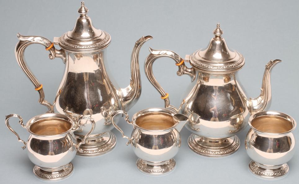 *A FIVE PIECE SILVER TEA SERVICE Image