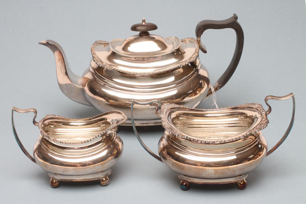 A THREE PIECE SILVER TEA SERVICE Image