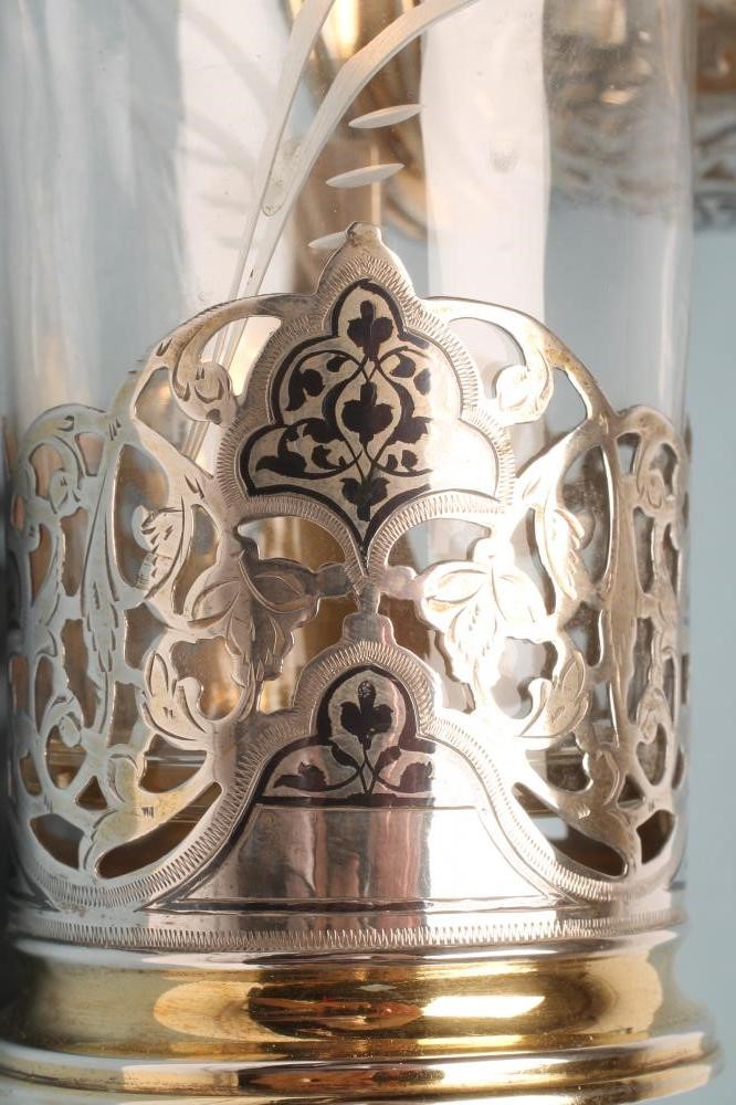 A PAIR OF RUSSIAN SILVER TEA GLASS HOLDERS Image