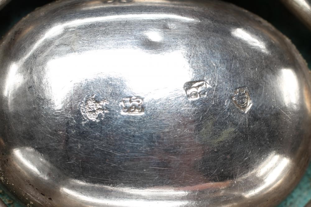 A PAIR OF GEORGE II SILVER TRENCHER SALTS, by Edward Wood, London 1733, of plain swept canted oblong Image