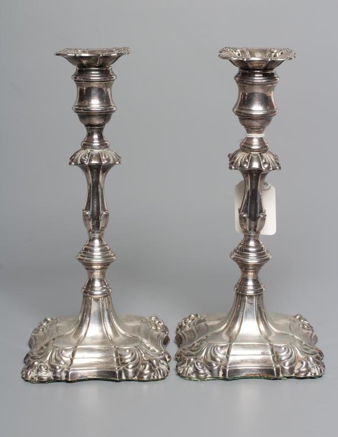 A PAIR OF VICTORIAN SILVER CANDLESTICKS Image