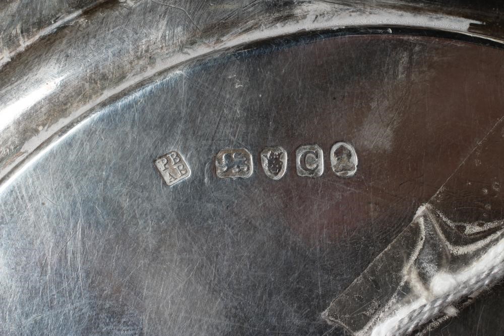 A GEORGE III SILVER OVAL TRAY, by Peter and Ann Bateman, London 1798, with applied reeded rim raised Image