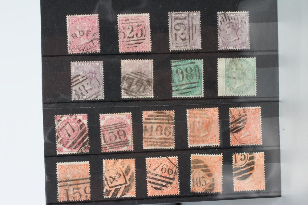 RANGE OF GB SURFACE PRINTED 1855-67 ON TWO STOCKCARDS, mixed condition, generally heavy Image