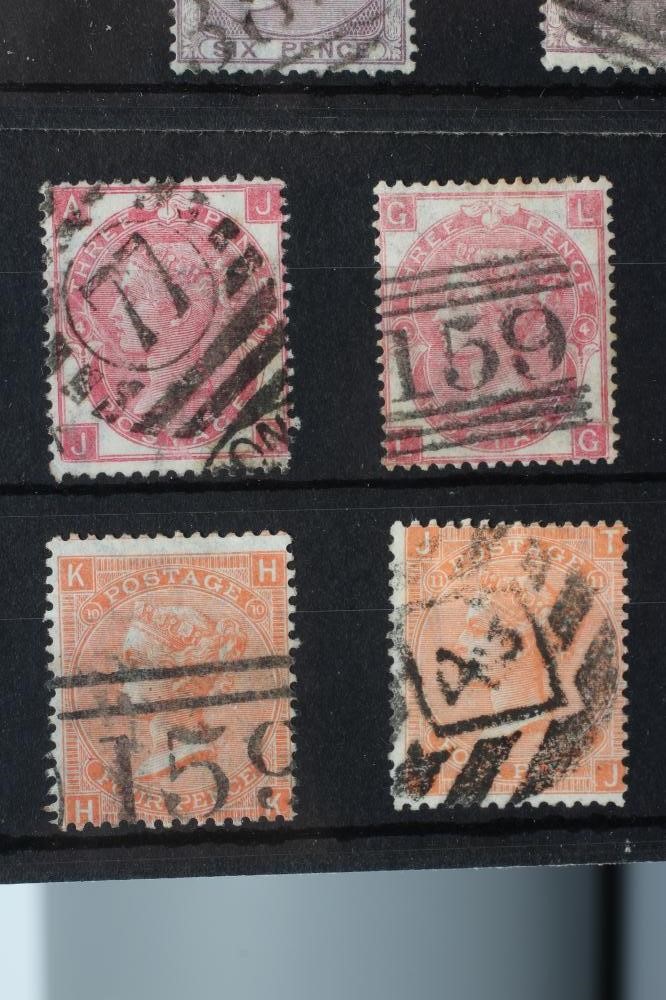 RANGE OF GB SURFACE PRINTED 1855-67 ON TWO STOCKCARDS, mixed condition, generally heavy Image