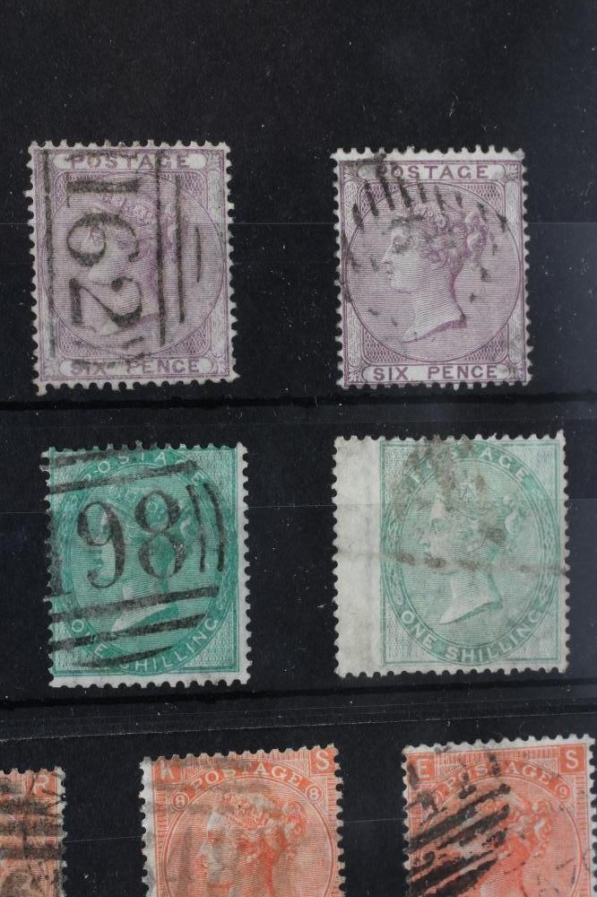 RANGE OF GB SURFACE PRINTED 1855-67 ON TWO STOCKCARDS, mixed condition, generally heavy Image