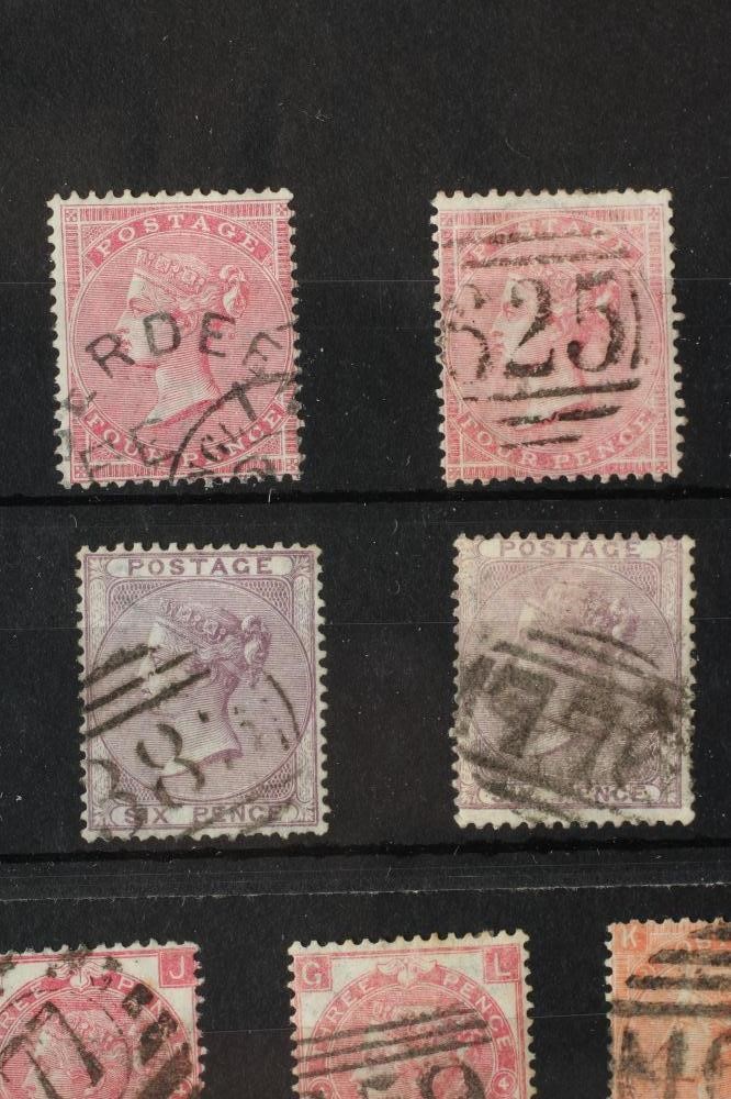 RANGE OF GB SURFACE PRINTED 1855-67 ON TWO STOCKCARDS, mixed condition, generally heavy Image
