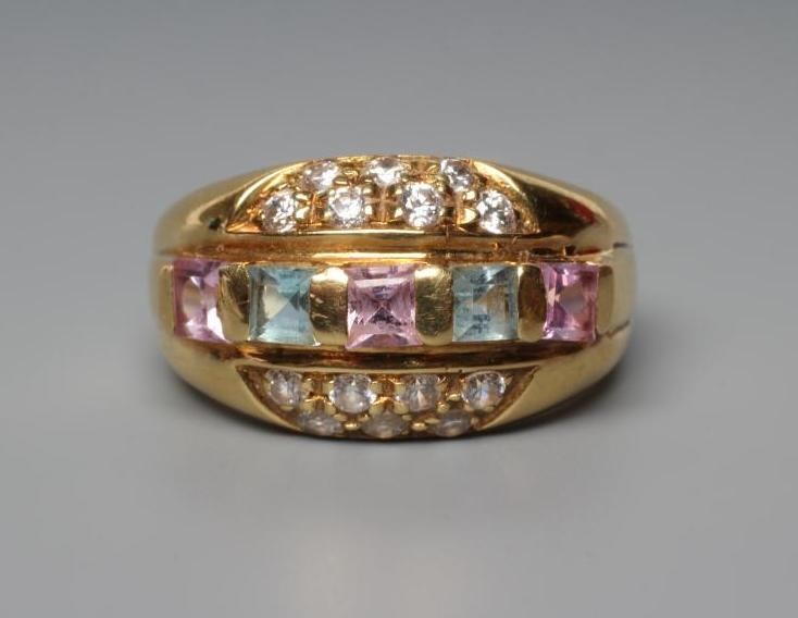 A DIAMOND AND MULTI-GEM COCKTAIL RING Image