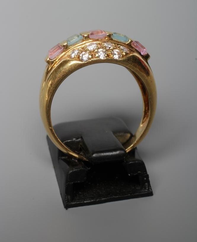 A DIAMOND AND MULTI-GEM COCKTAIL RING Image