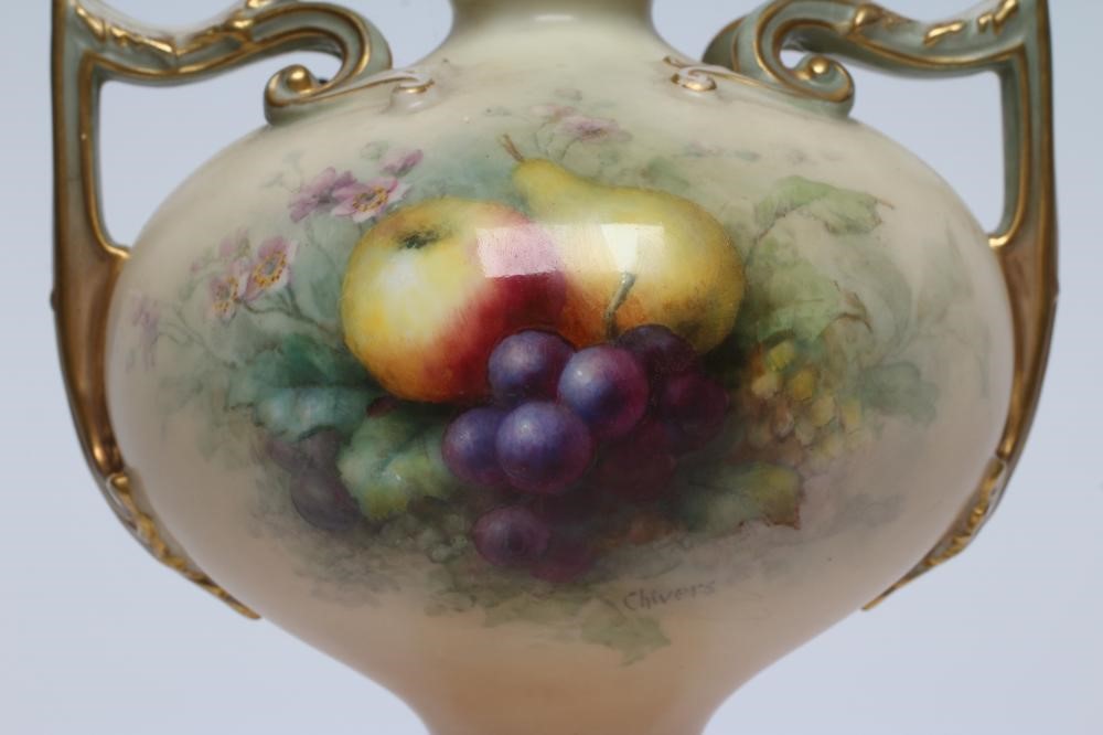A ROYAL WORCESTER CHINA TWO HANDLED VASE Image