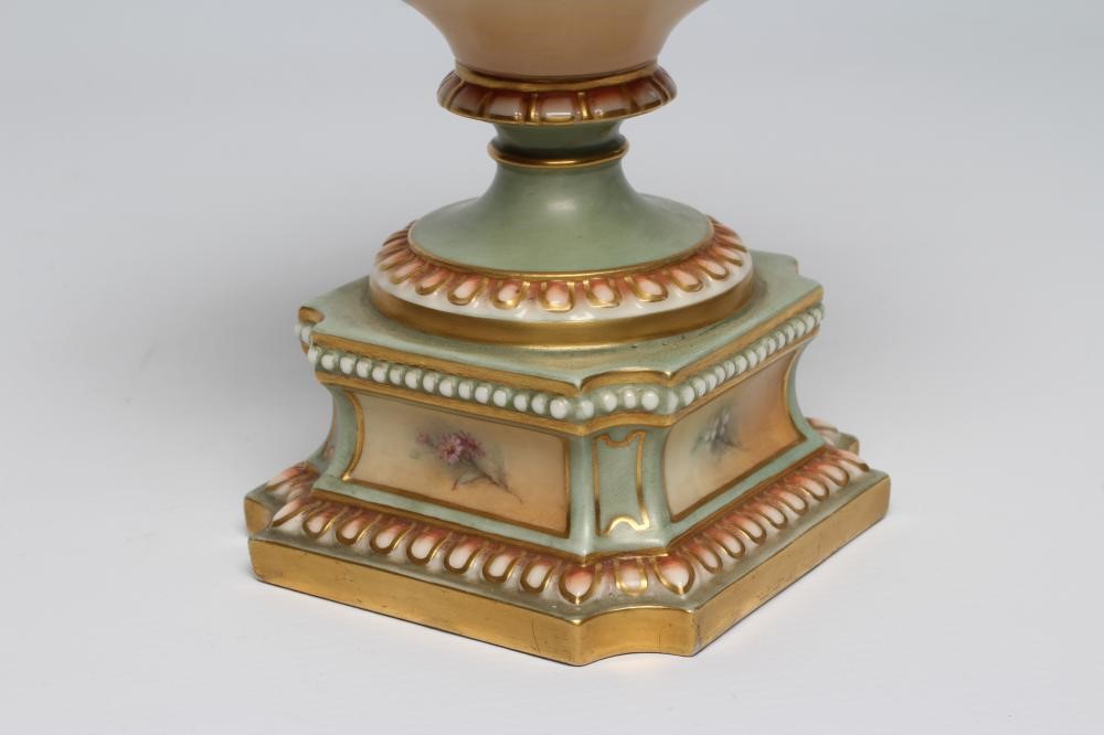 A ROYAL WORCESTER CHINA TWO HANDLED VASE Image