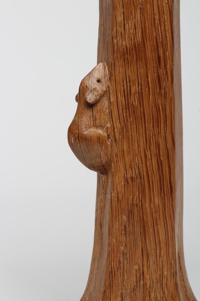 A ROBERT THOMPSON ADZED OAK CANDLESTICK Image