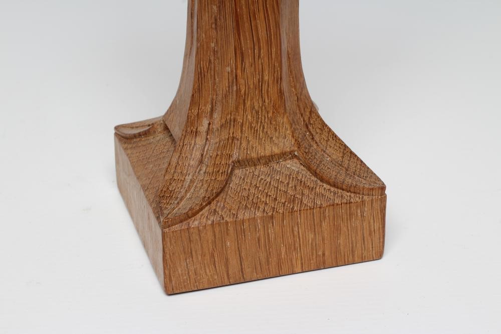 A ROBERT THOMPSON ADZED OAK CANDLESTICK Image