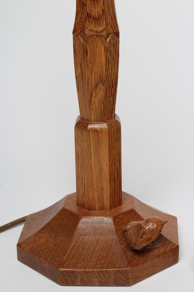 A BOB HUNTER OAK TABLE LAMP of faceted baluster form with stiff leaf collar Image
