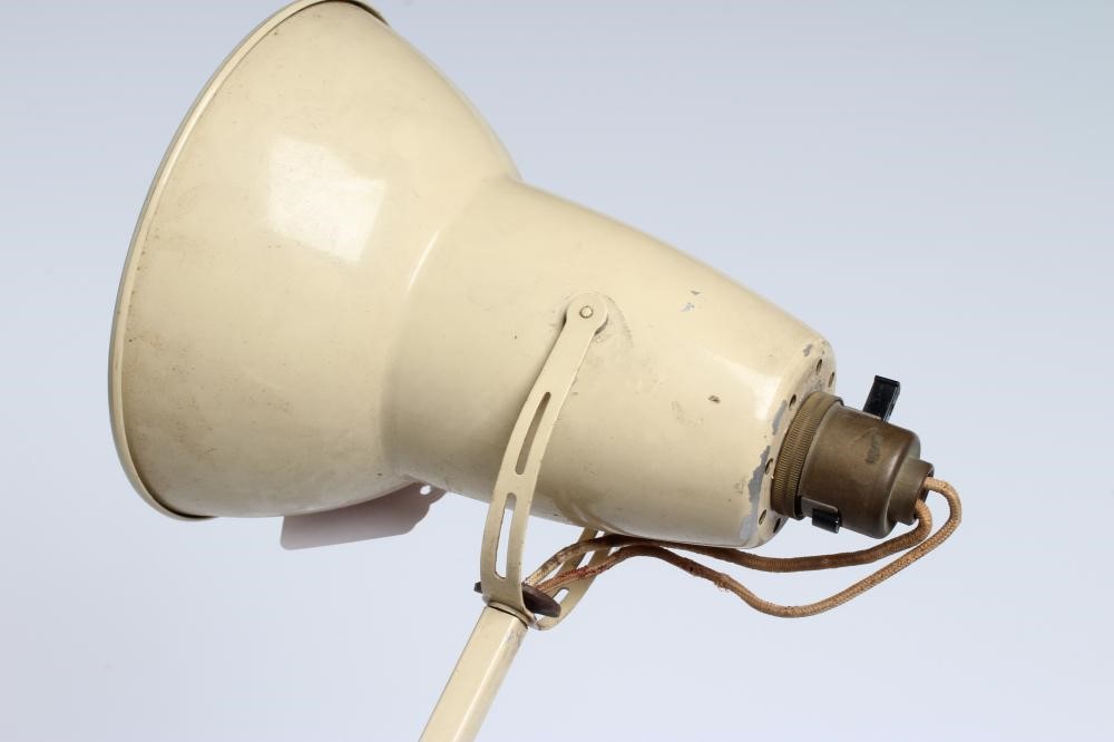 A HERBERT TERRY & SONS LTD. ANGLE POISE LAMP, 1930's, cream painted, the alloy metal shade with Image