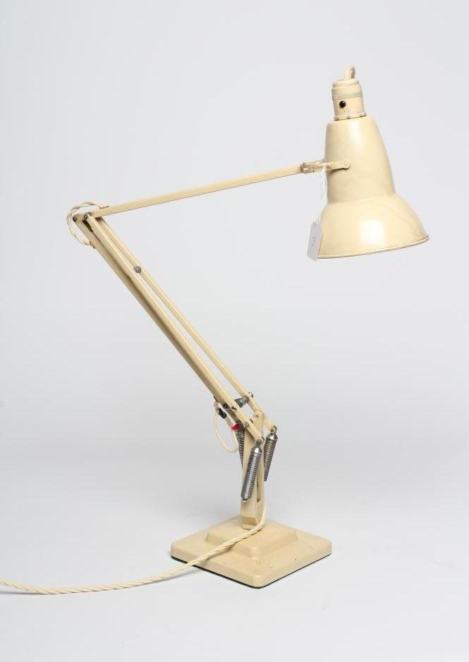 A HERBERT TERRY & SONS LTD. ANGLE POISE LAMP, 1930's, cream painted, the alloy metal shade with Image