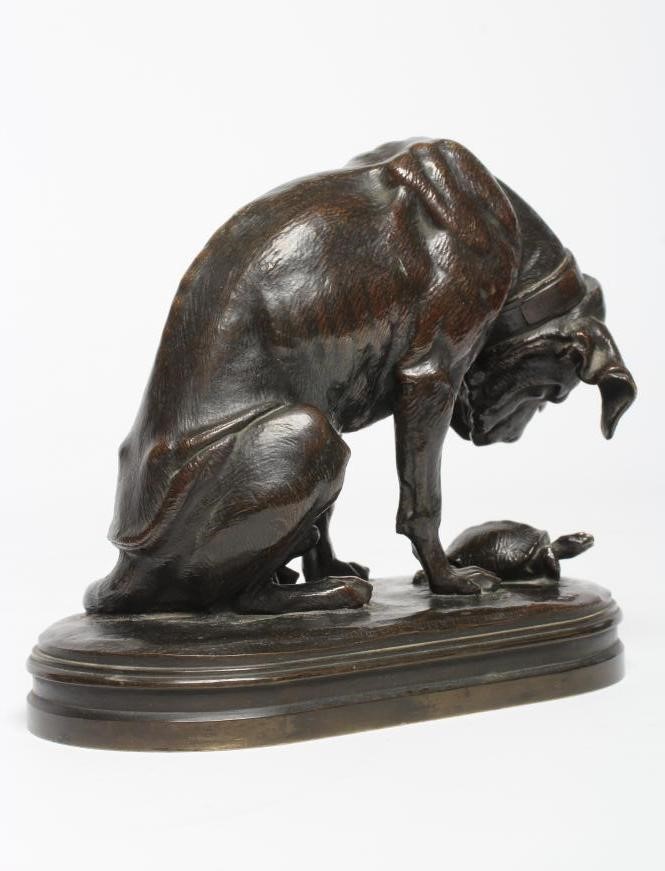 ALFRED JACQUEMART (French 1824-1896) "The Hound and Tortoise", c.1900, bronze, signed to cast, dark Image