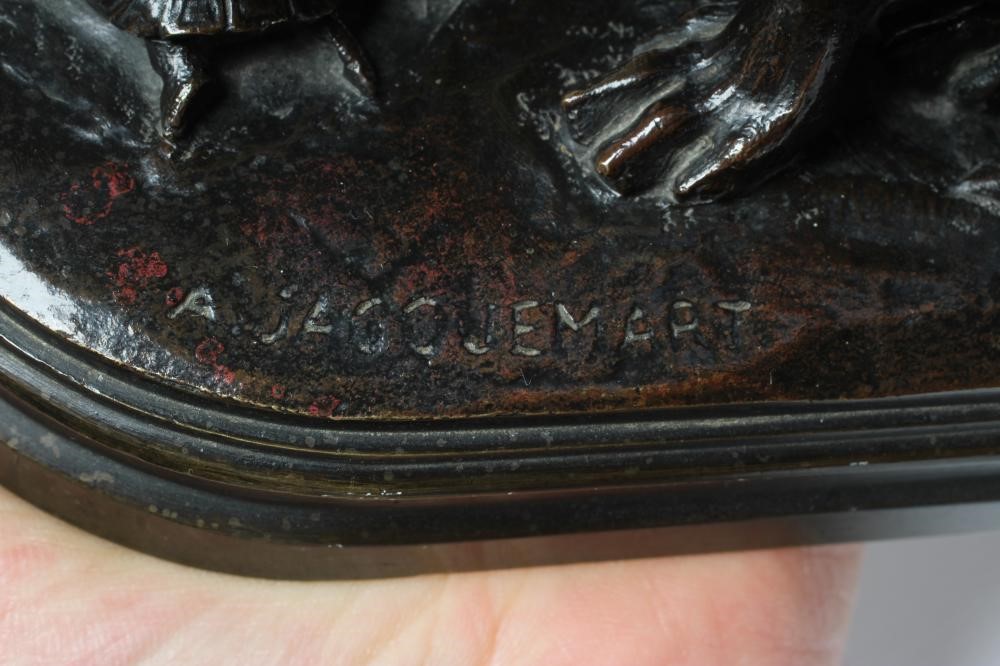 ALFRED JACQUEMART (French 1824-1896) "The Hound and Tortoise", c.1900, bronze, signed to cast, dark Image